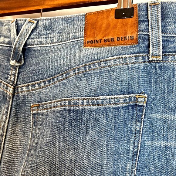 Point Sur Denim J. Crew Straight Leg Patchwork Repaired High Rise Jeans Size 29 - Picture 5 of 6